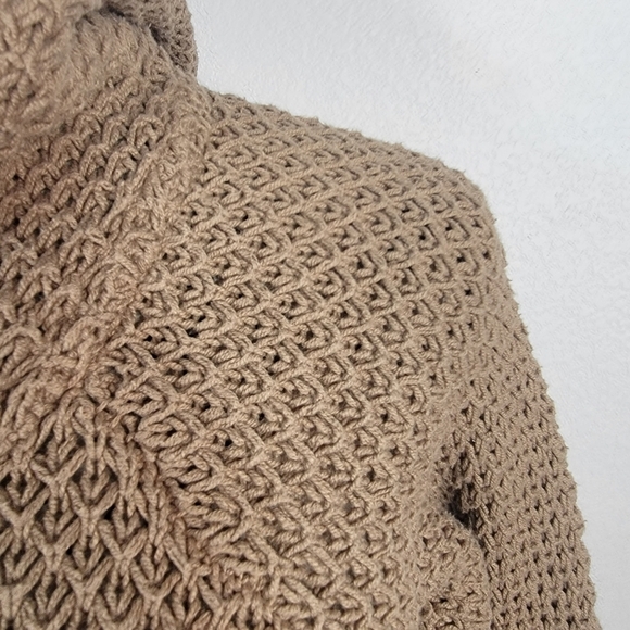 Anthropologie Sparrow Sz S Hooded Cardigan Pockets Snap Front Tan - Picture 6 of 11